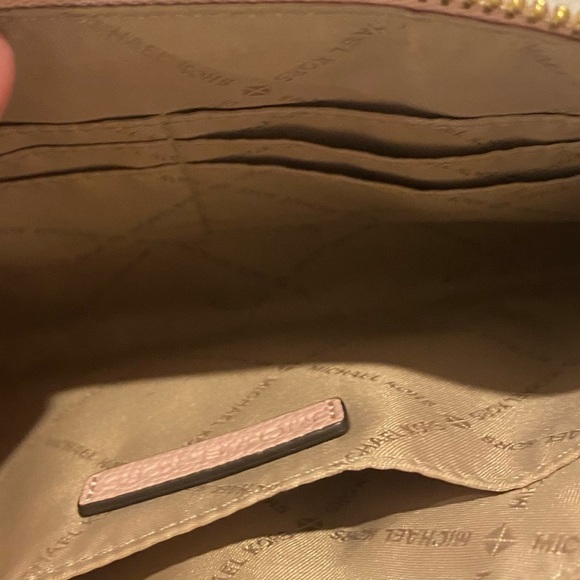 {Michael Kors} genuine leather soft pink large zip clutch wristlet - Picture 3 of 3